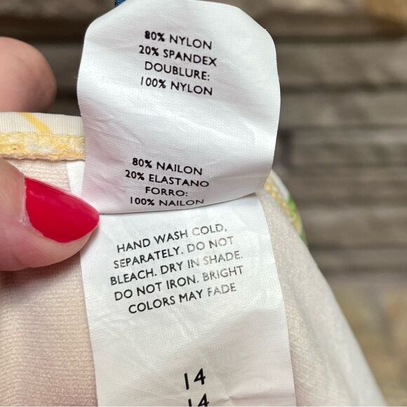 Vintage Jantzen Skirted Swimsuit Bottom Butter Yellow Tropical Floral 14 - Picture 4 of 6